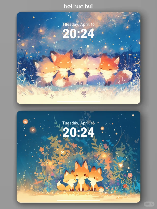 流光狐影夜丨iPad壁纸丨平板壁纸丨电脑壁纸