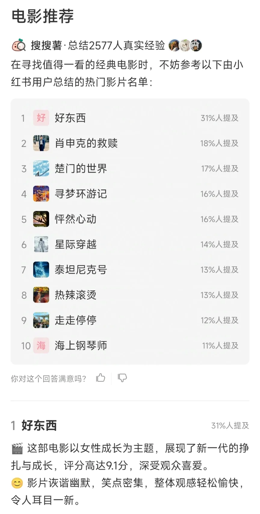 《好东西》在小红书电影榜第一