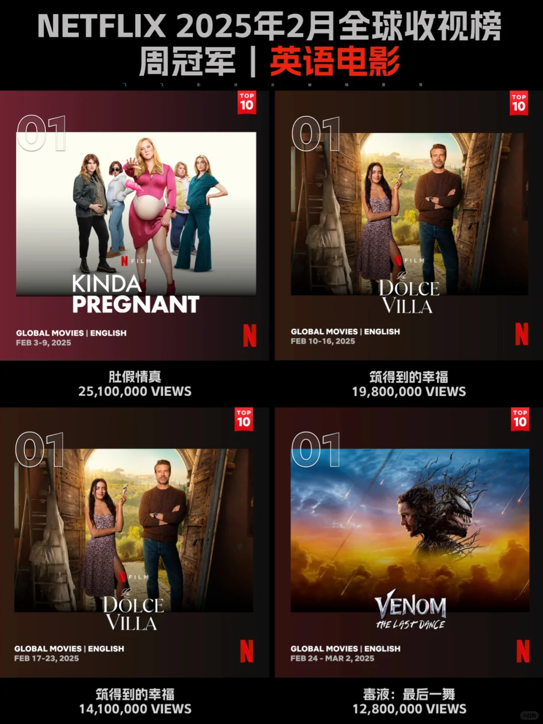 Netflix每周全球收视冠军盘点-2025年2月