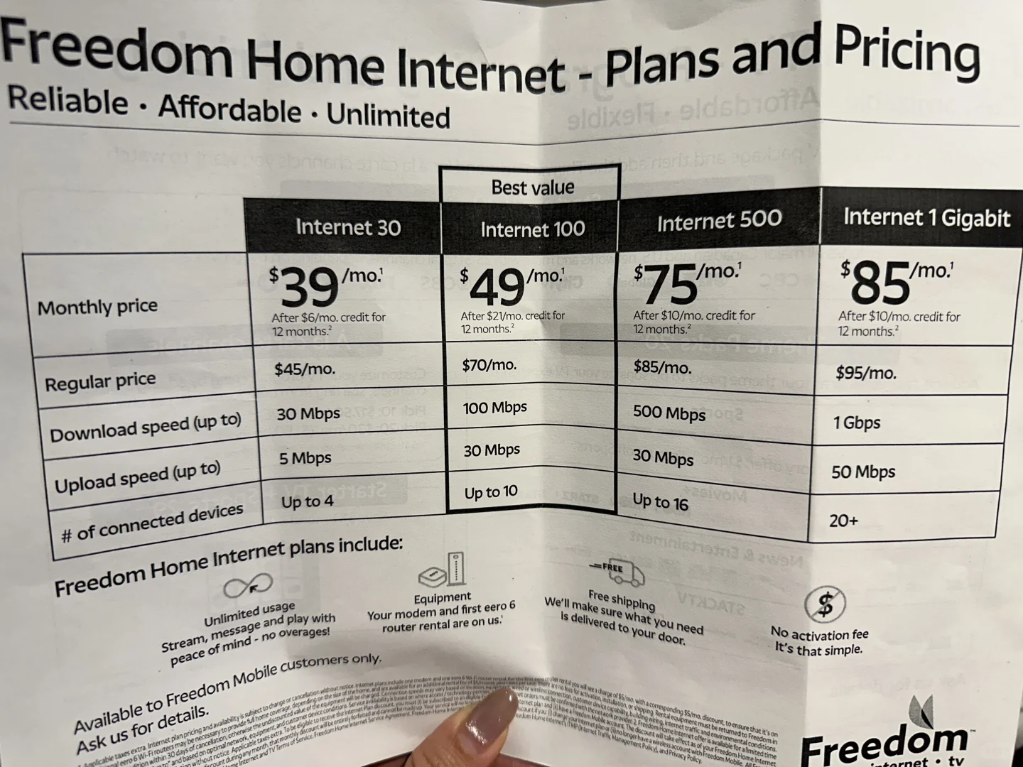 Freedom 多伦多7人家庭🛜+📺+1📱+ 2人话费