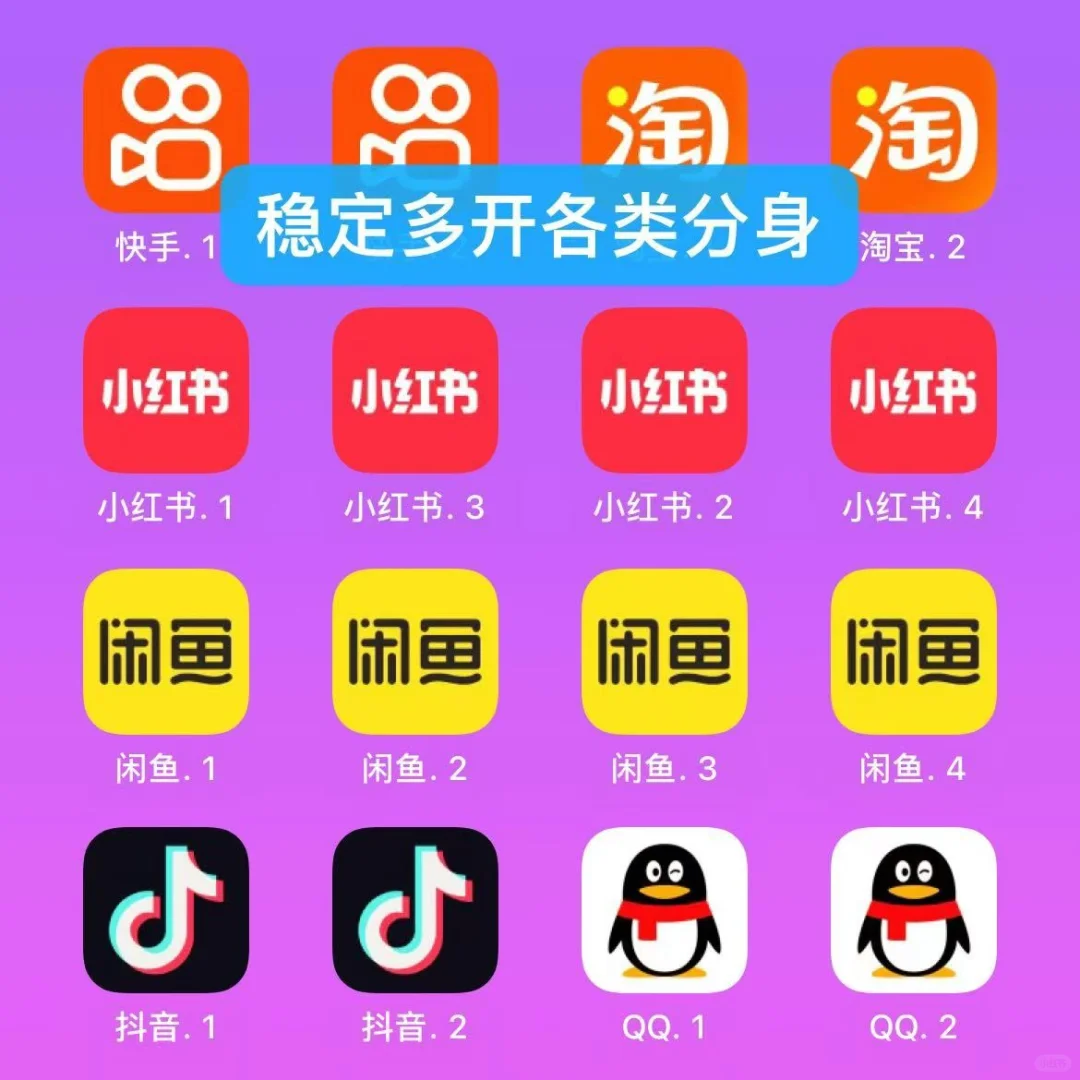 苹果闲鱼ios多开QQ微博千牛小红书分身udid