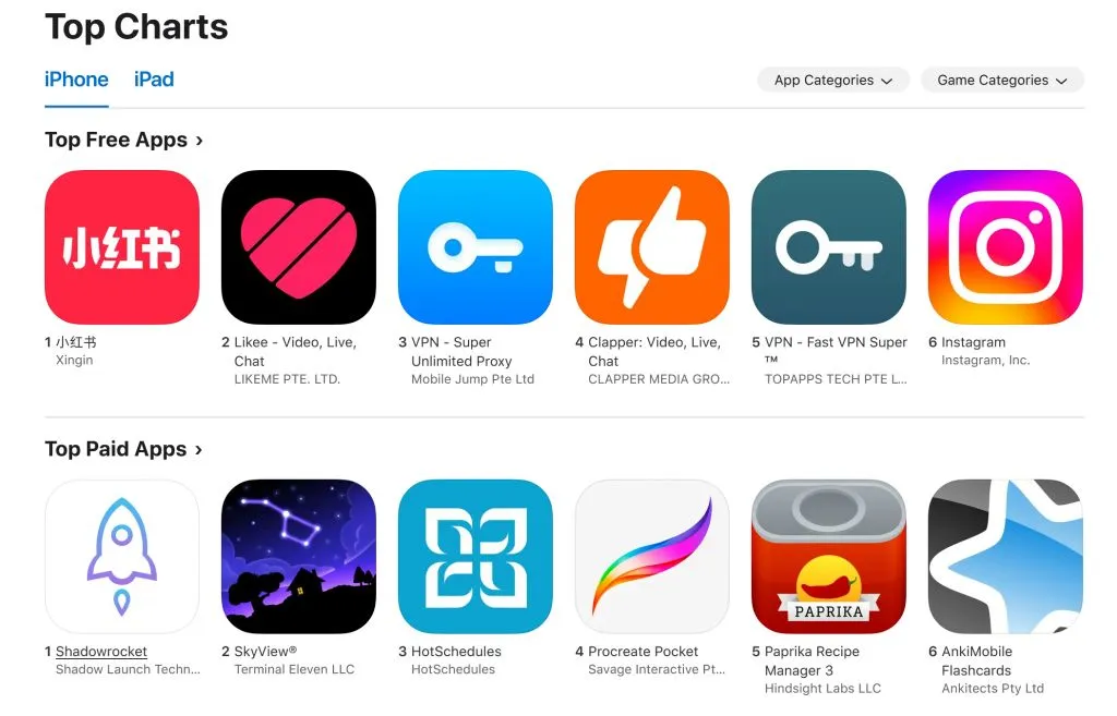 美区appstore的付费榜第一和免费榜第一