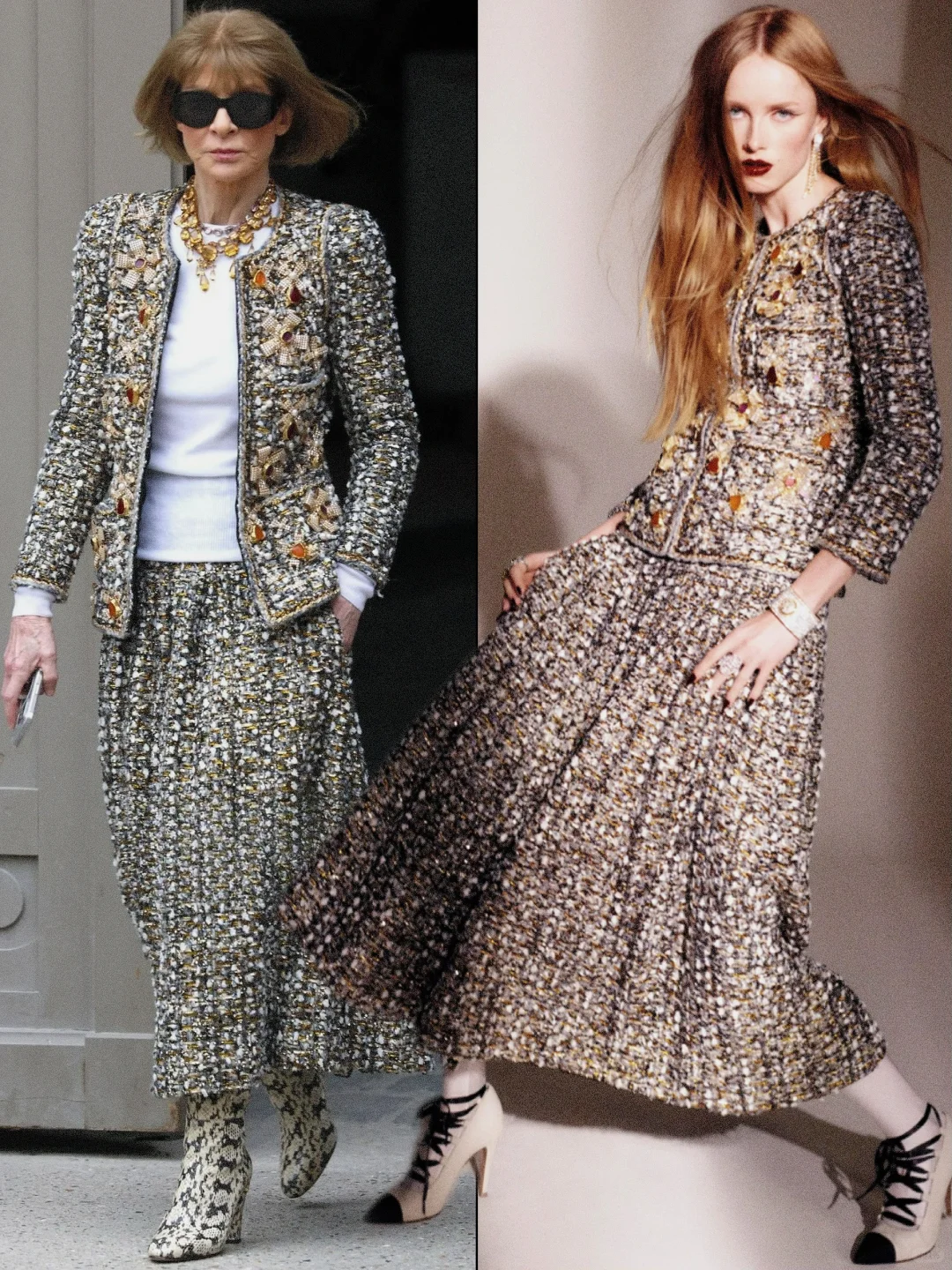 75岁的女魔头身着百万高定出席香奈儿大秀‼️