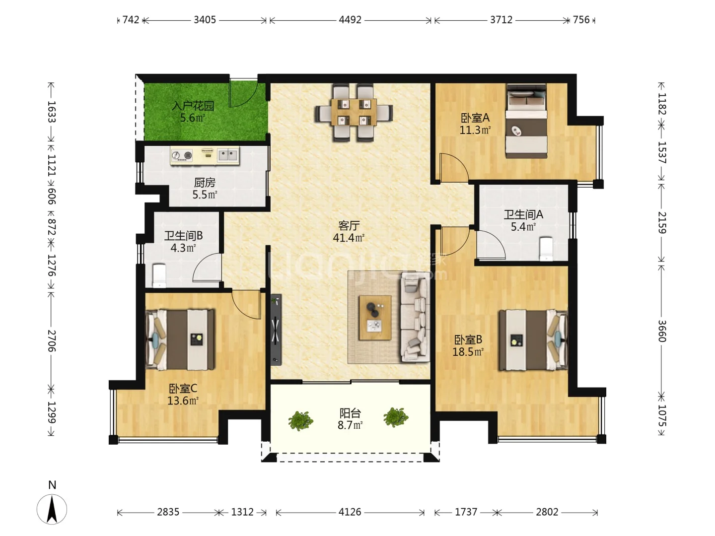 家人们，这个户型能改4房吗？