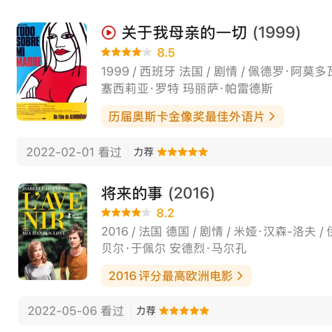 （1）Mark一下文淇力荐的电影🎬