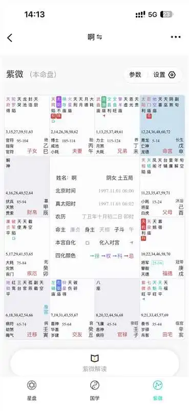 紫微斗数解读求解！准了帮你读懂命盘