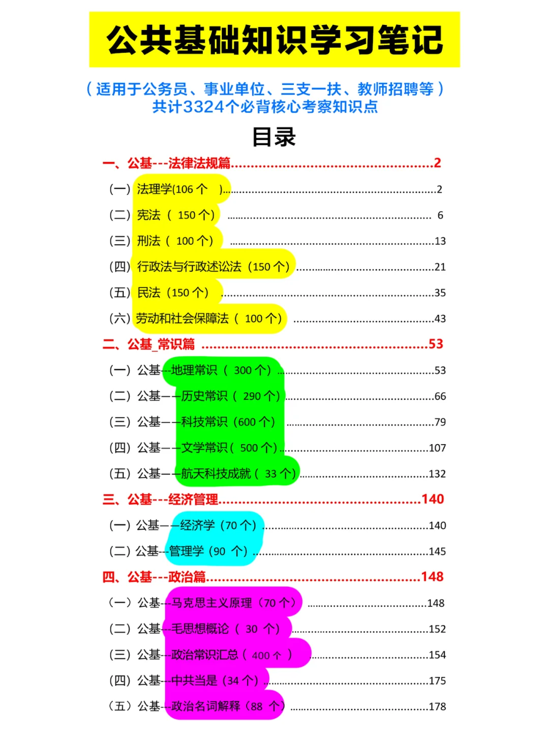 3324个公基常识汇总！后悔没早点背