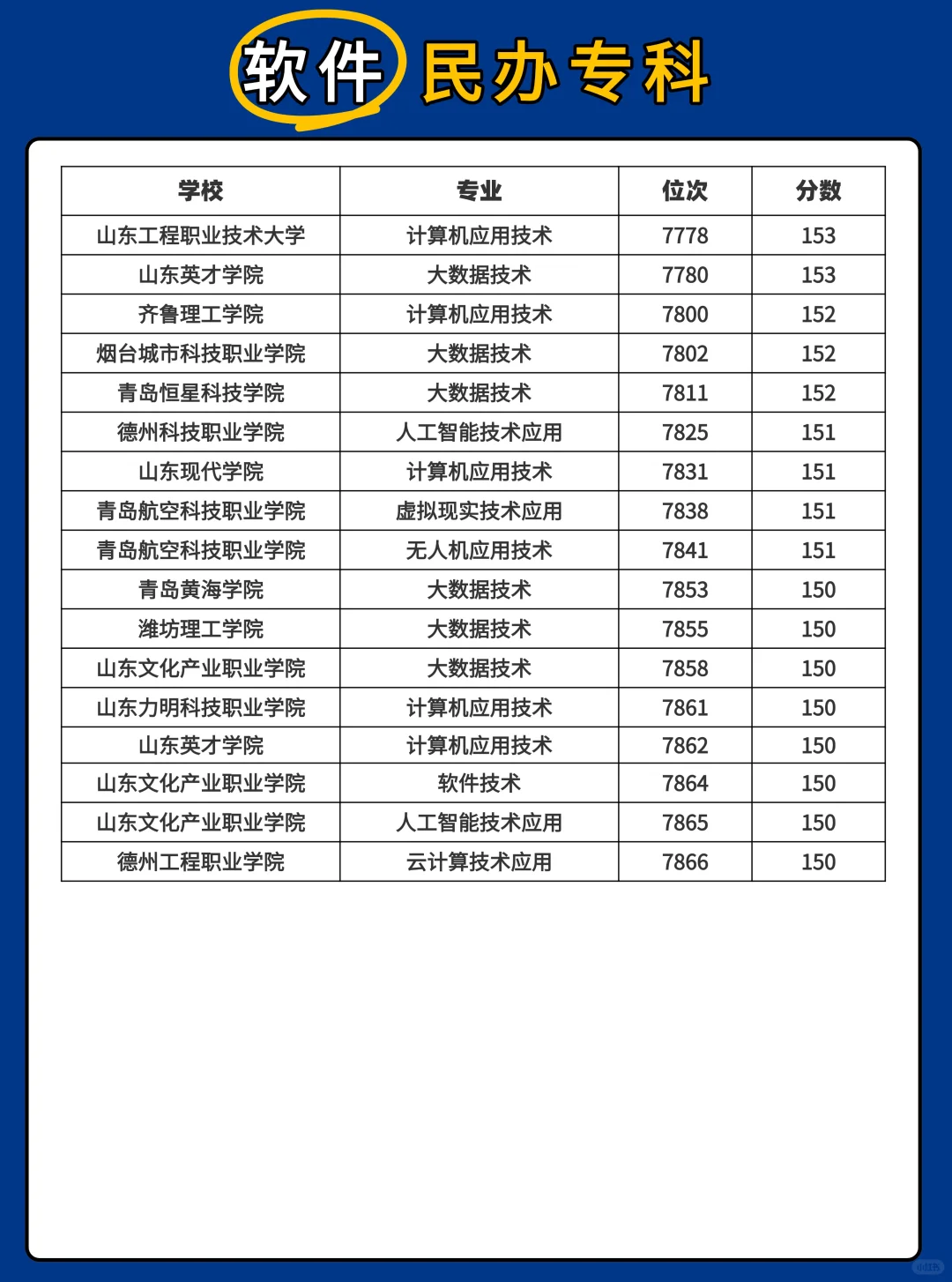 2025山东春考软件大类本专科批次录取最低分