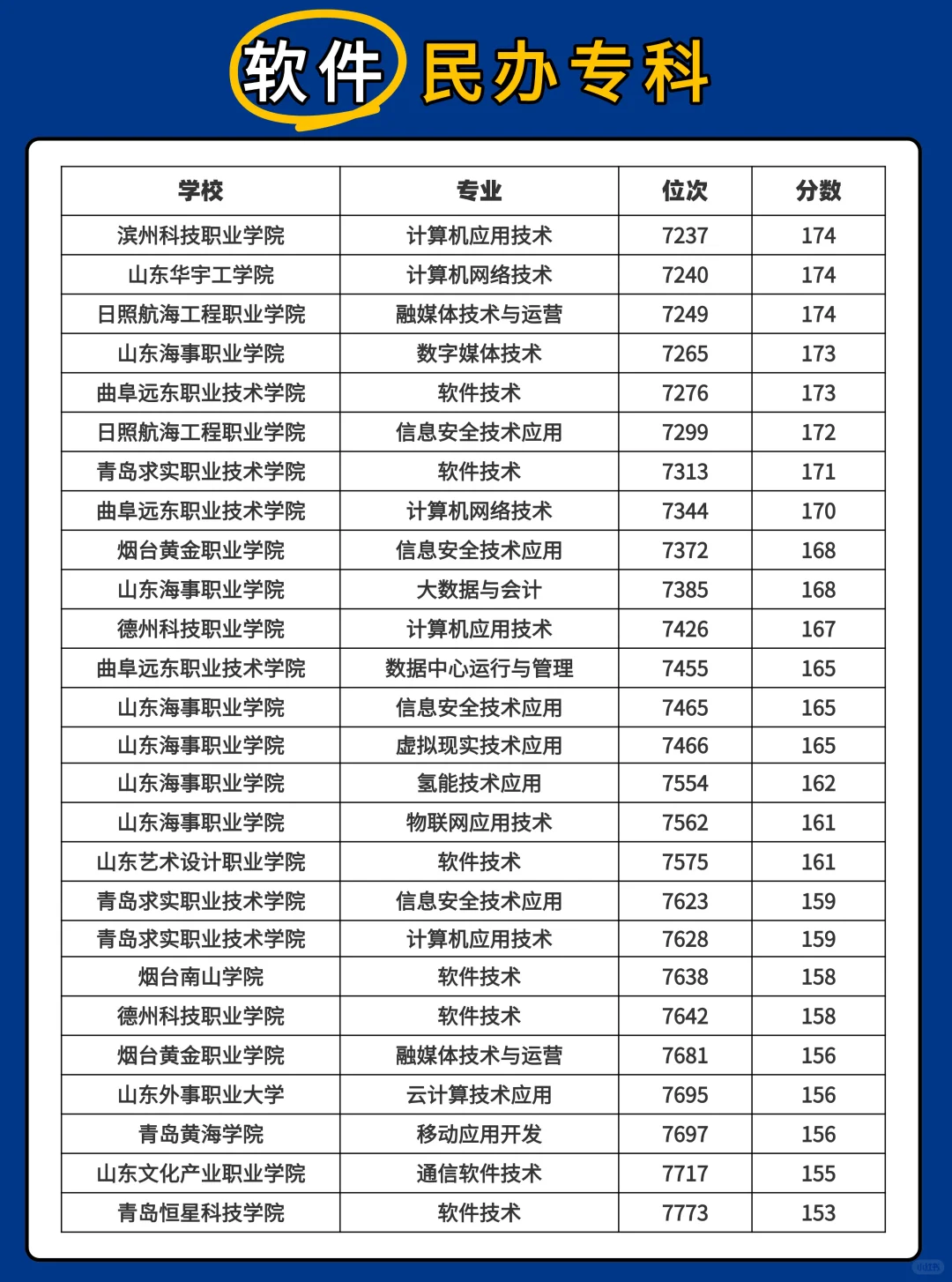 2025山东春考软件大类本专科批次录取最低分