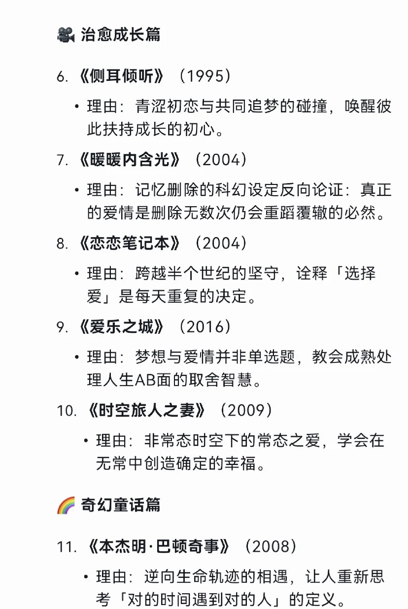Deepseek推荐情侣一起看的20部电影🔥