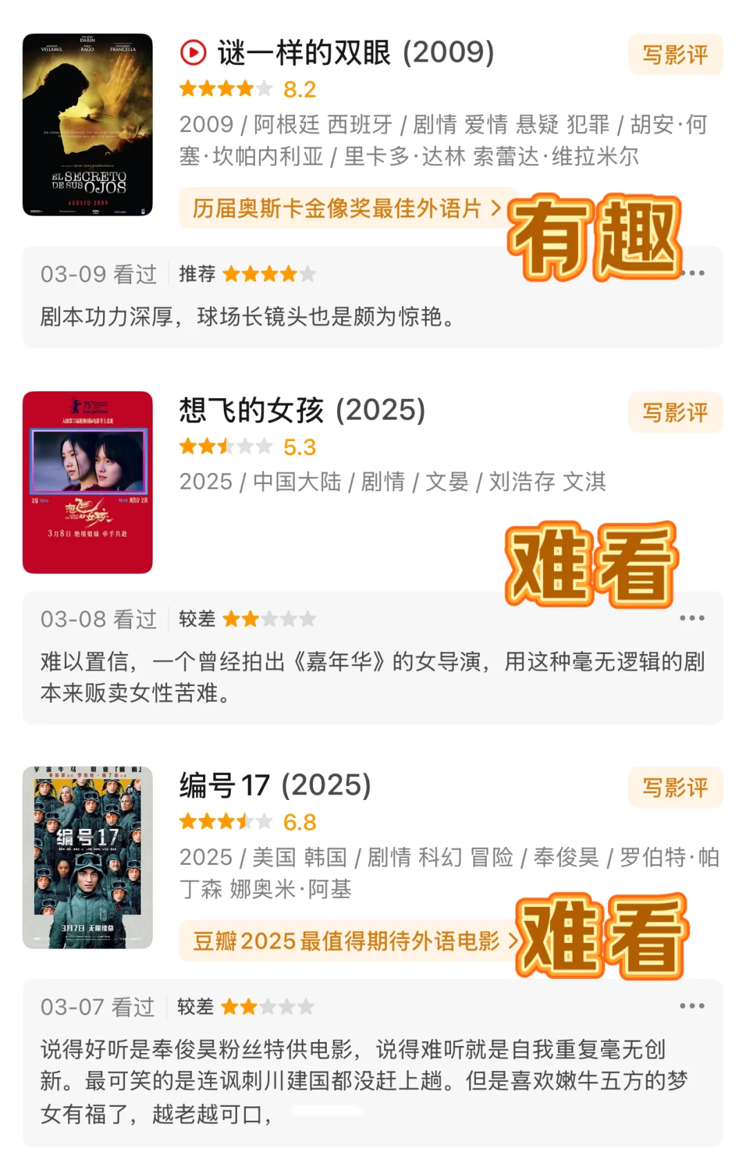 🎞️3月电影红黑榜，个人盘点