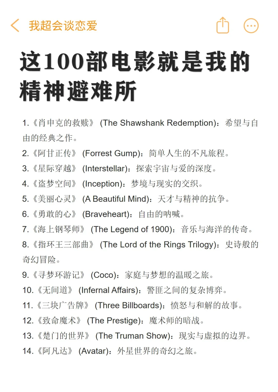 电影是我的精神避难所｜100部高分电影