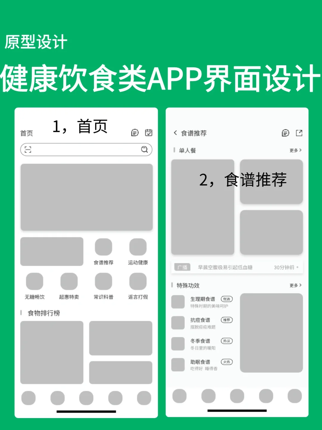 原型设计｜健康饮食类APP界面原型设计
