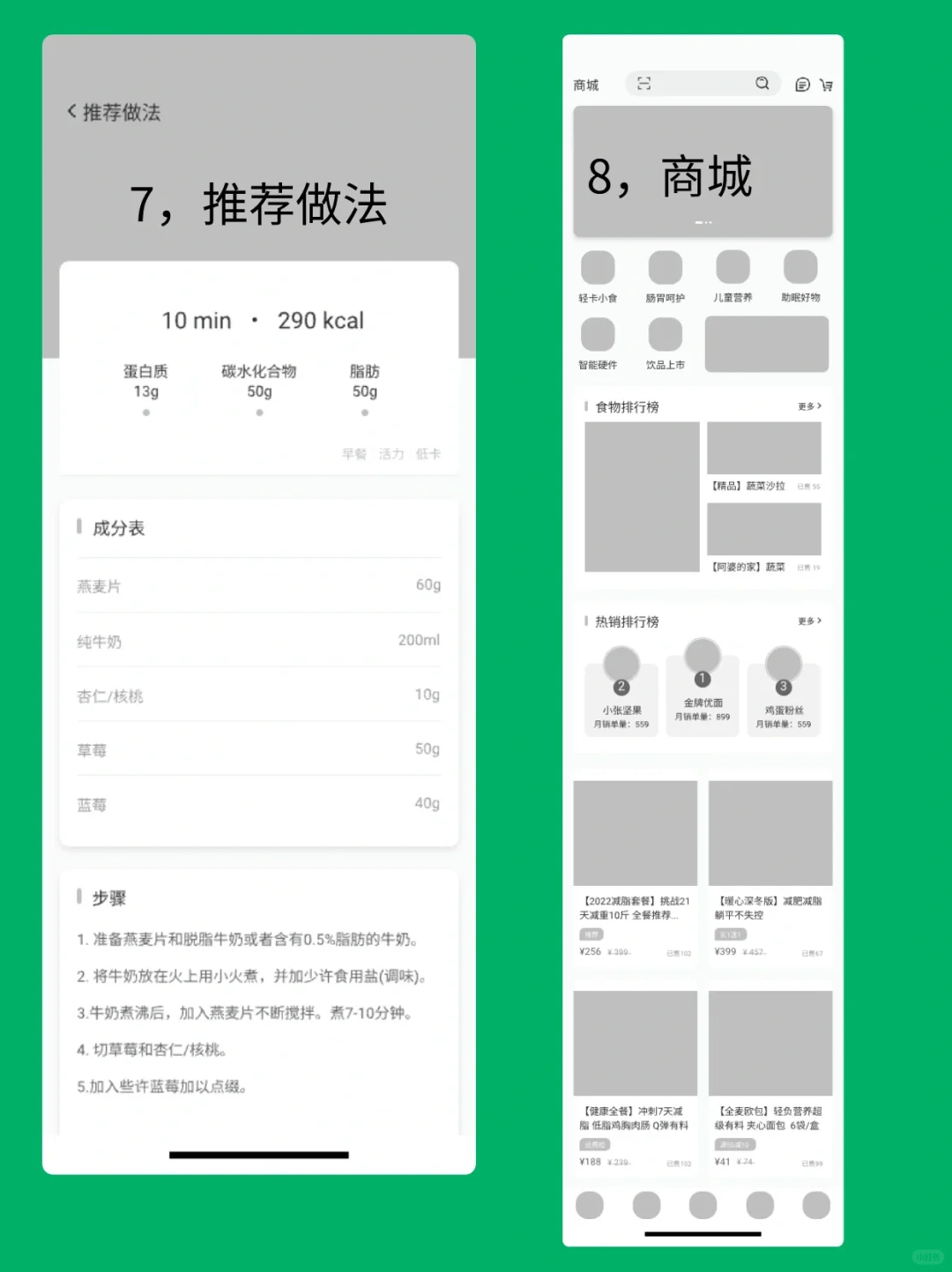 原型设计｜健康饮食类APP界面原型设计