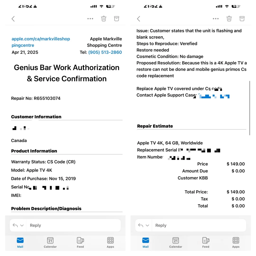 Apple TV用了五年还给我免费换新了…