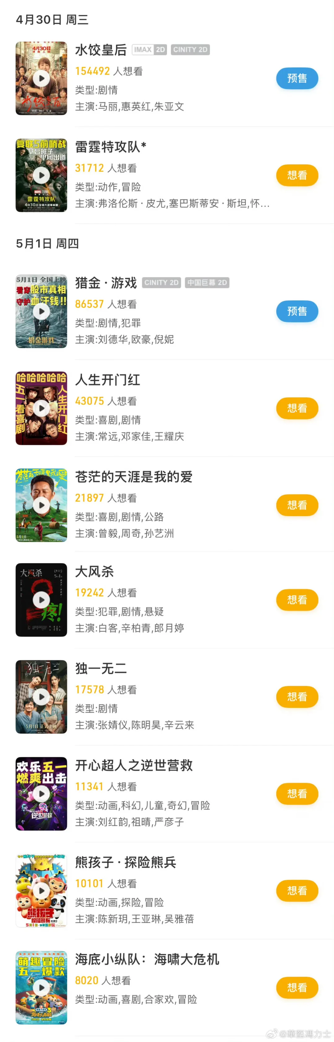 五一档电影，你想看哪一部？