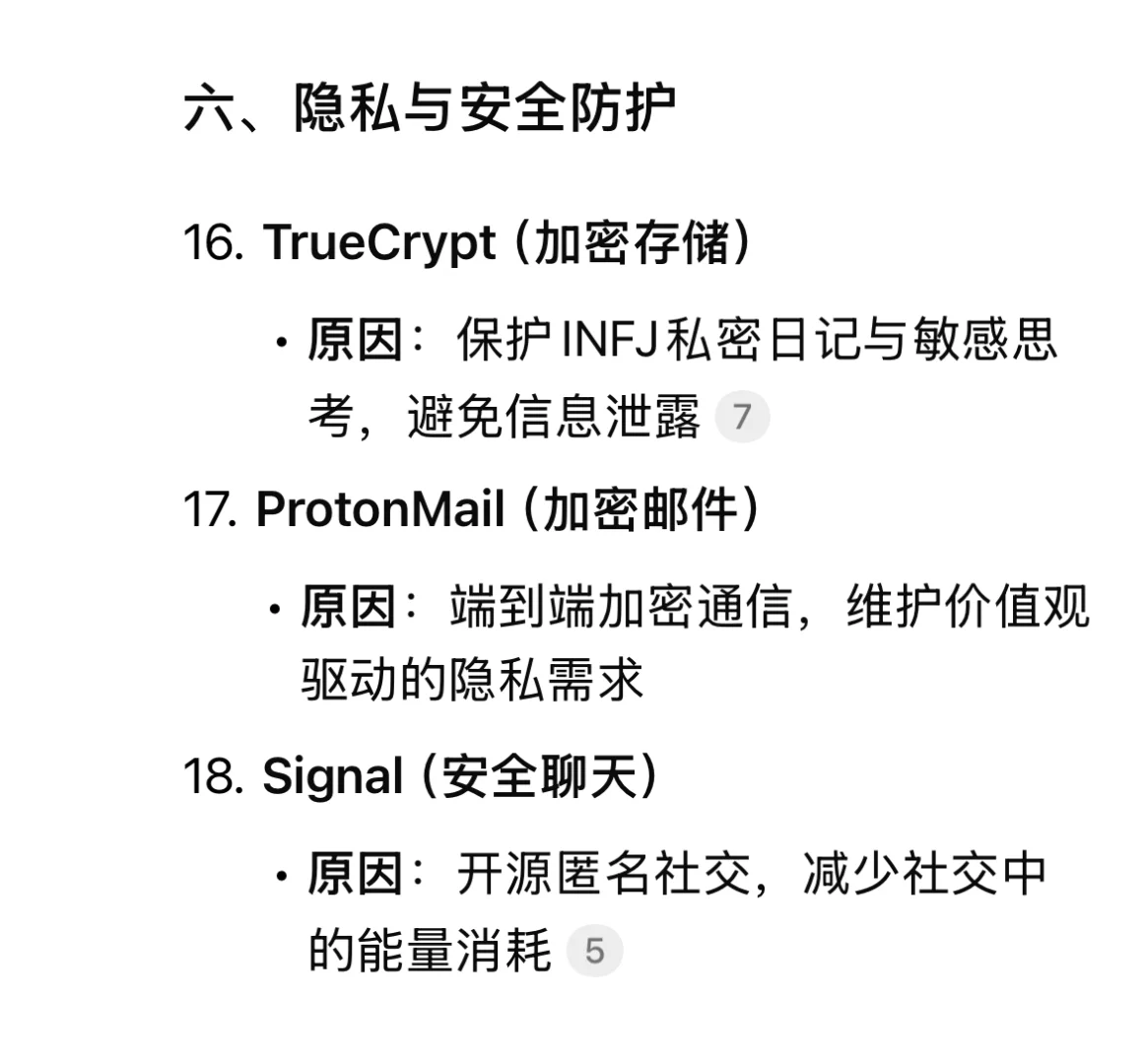 Deepseek：适合INFJ的20款辅助app