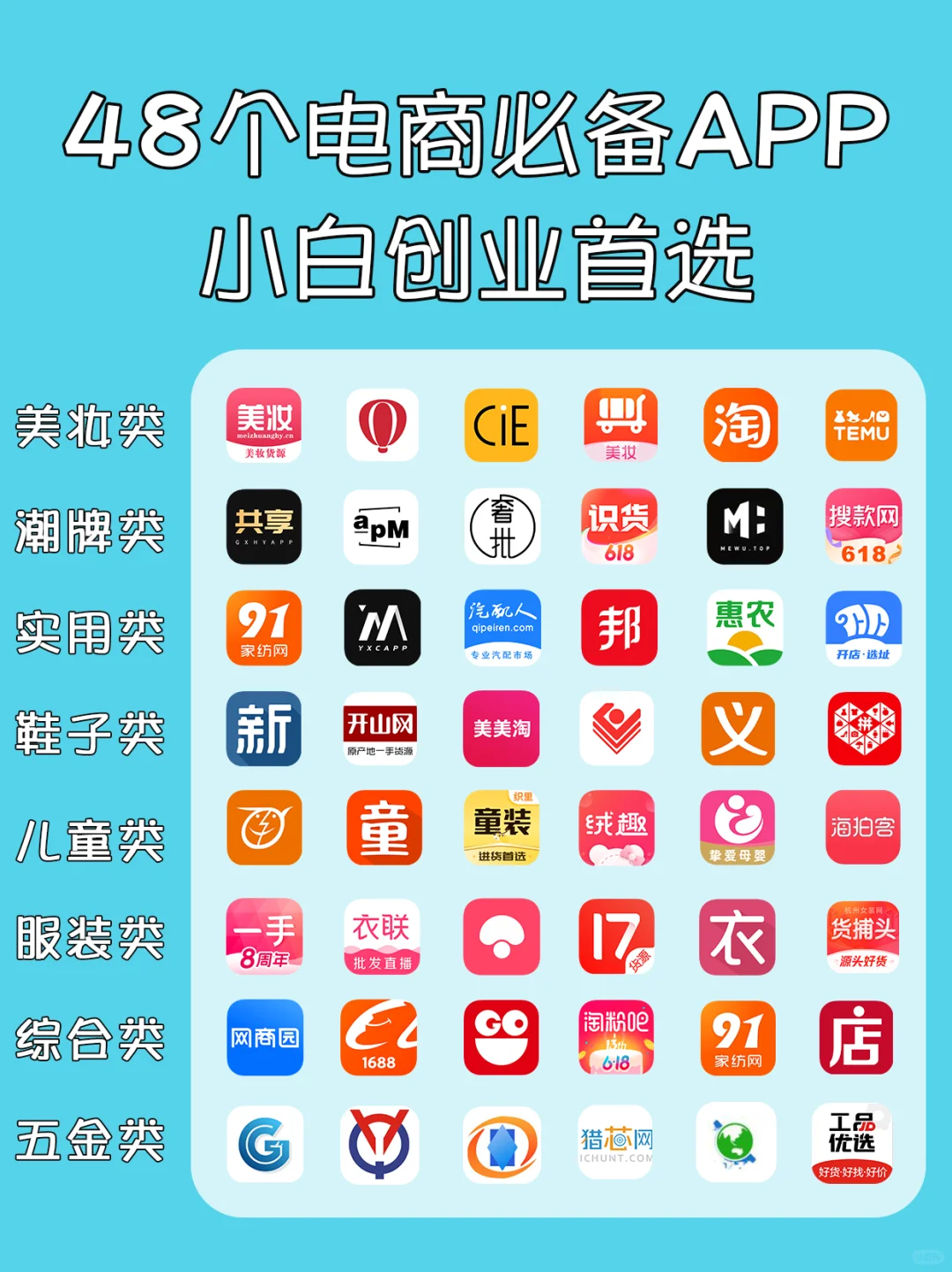 48个电商必备app小白创业首选