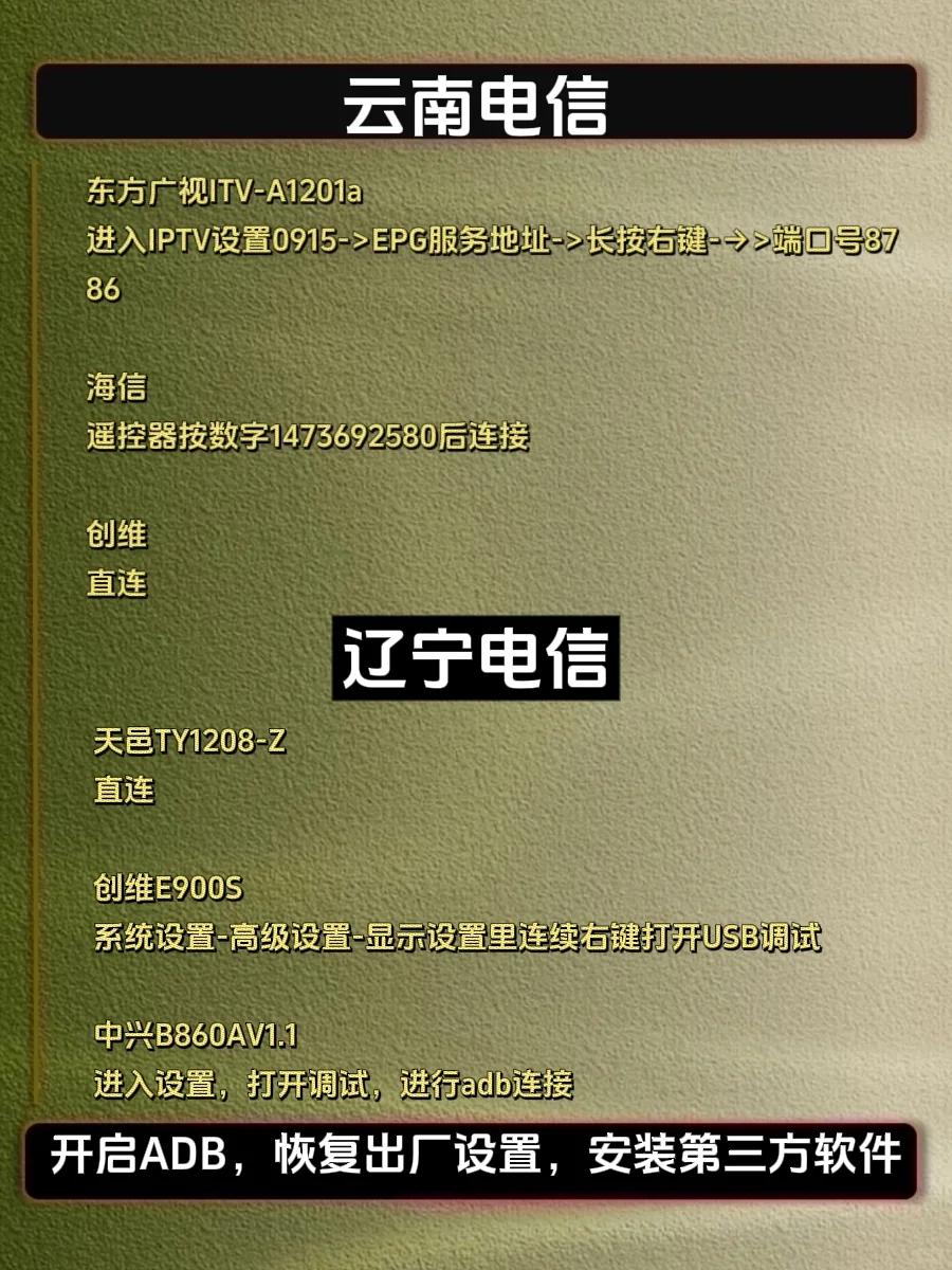 电信机顶盒开启ADB,解锁全部隐藏功能