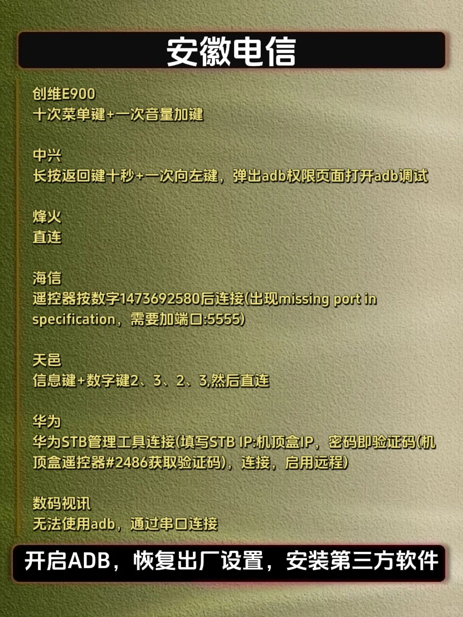 电信机顶盒开启ADB,解锁全部隐藏功能