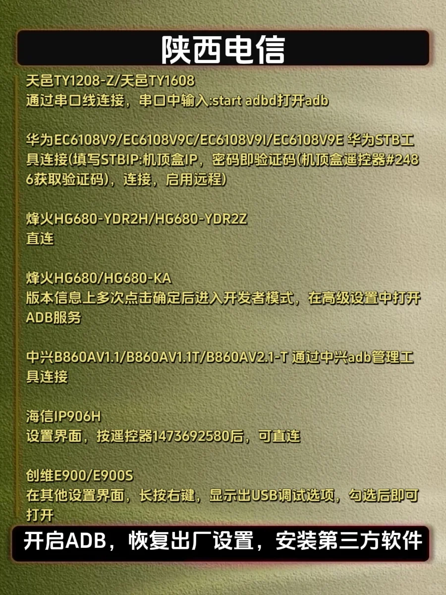 电信机顶盒开启ADB,解锁全部隐藏功能