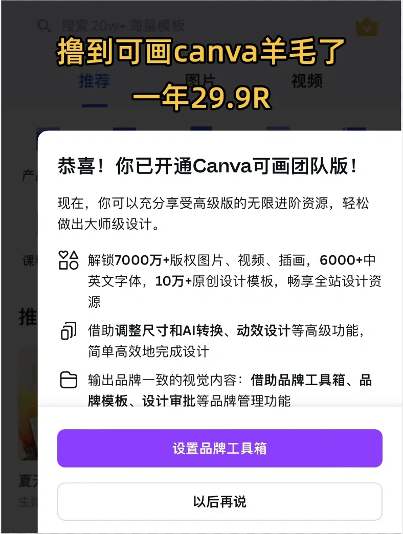 🔥手慢无！可画canv年卡29.9r🔥