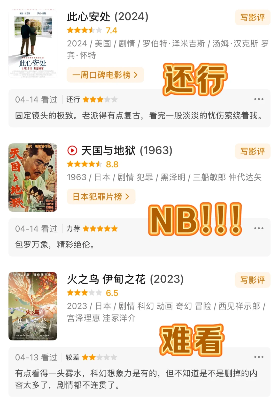 🎞️4月电影红黑榜，个人盘点