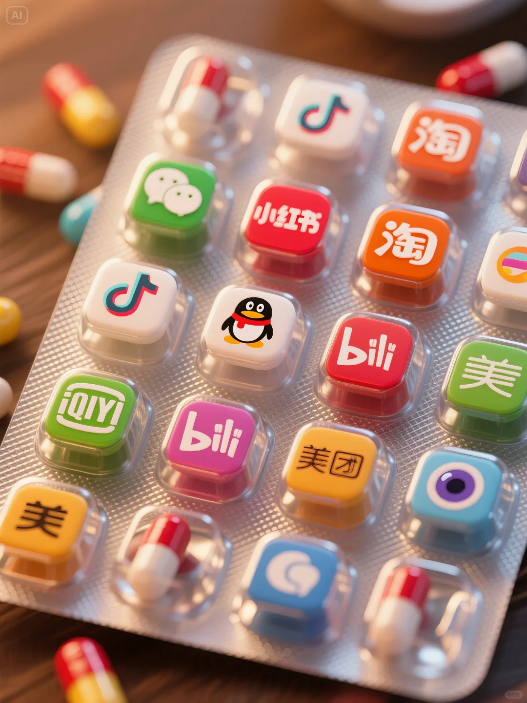 泡罩药片，app糖豆👀