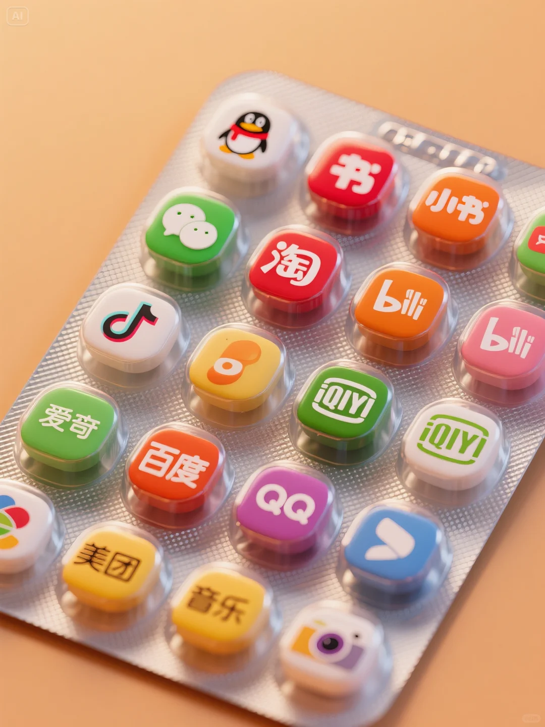 泡罩药片，app糖豆👀