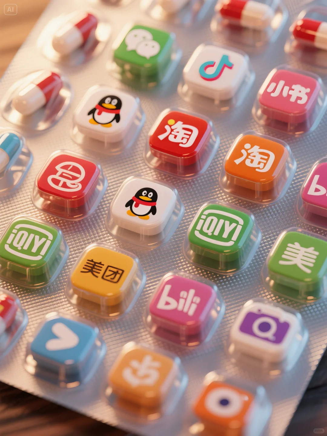 泡罩药片，app糖豆👀