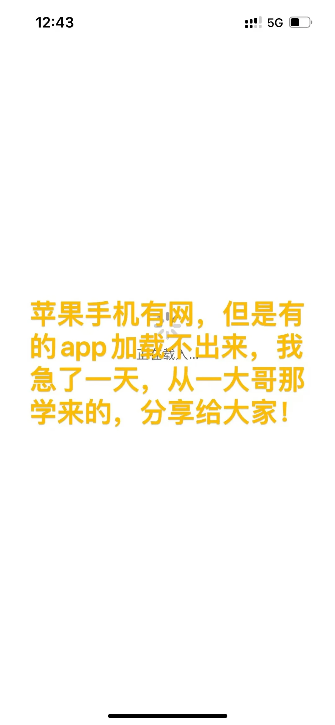 苹果手机有网，但是有些app就是加载不出来……