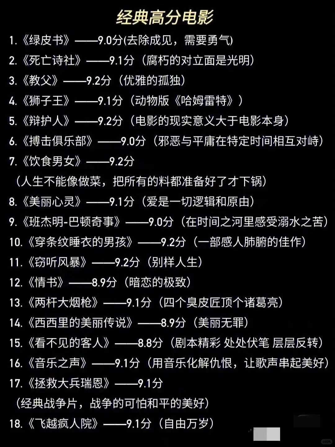 52部经典高分电影🎬拯救片荒