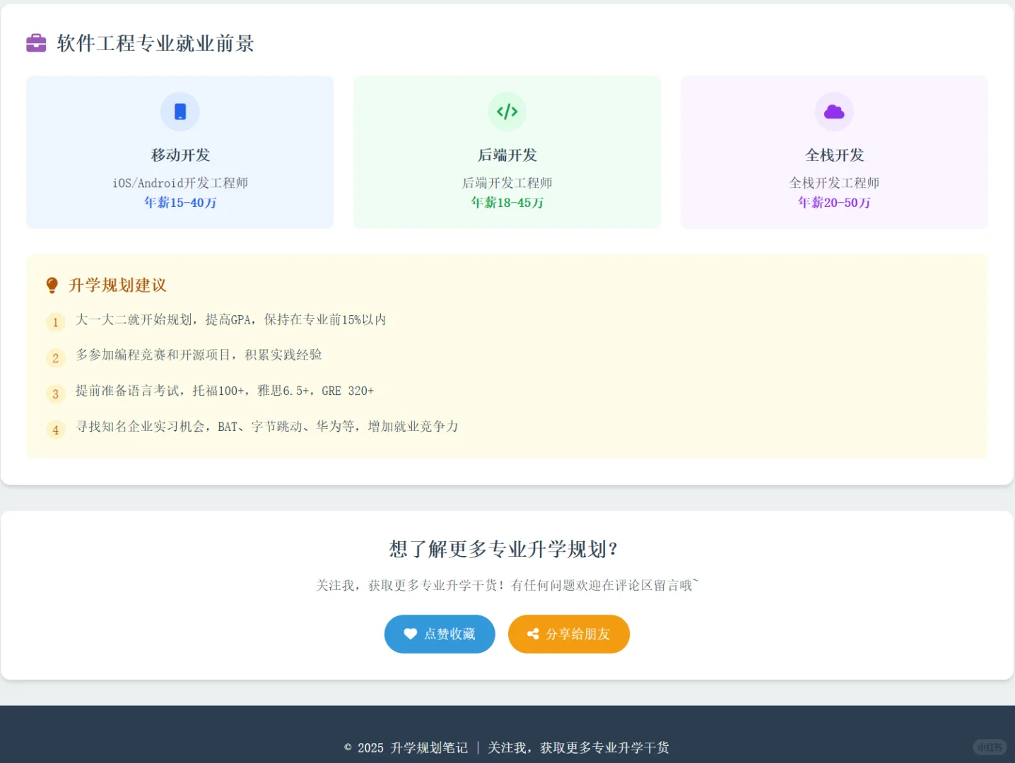 100个专业升学规划|软件工程💻