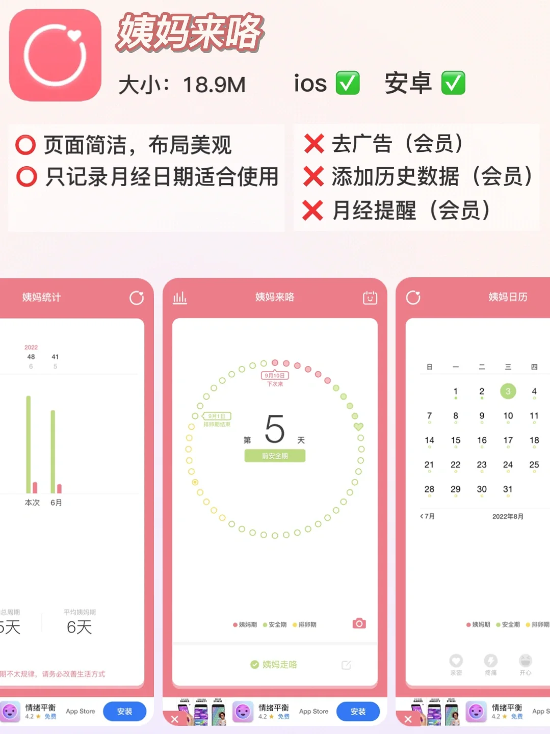 姐妹来‼️7款风评超好的👍姨妈App 详细测评