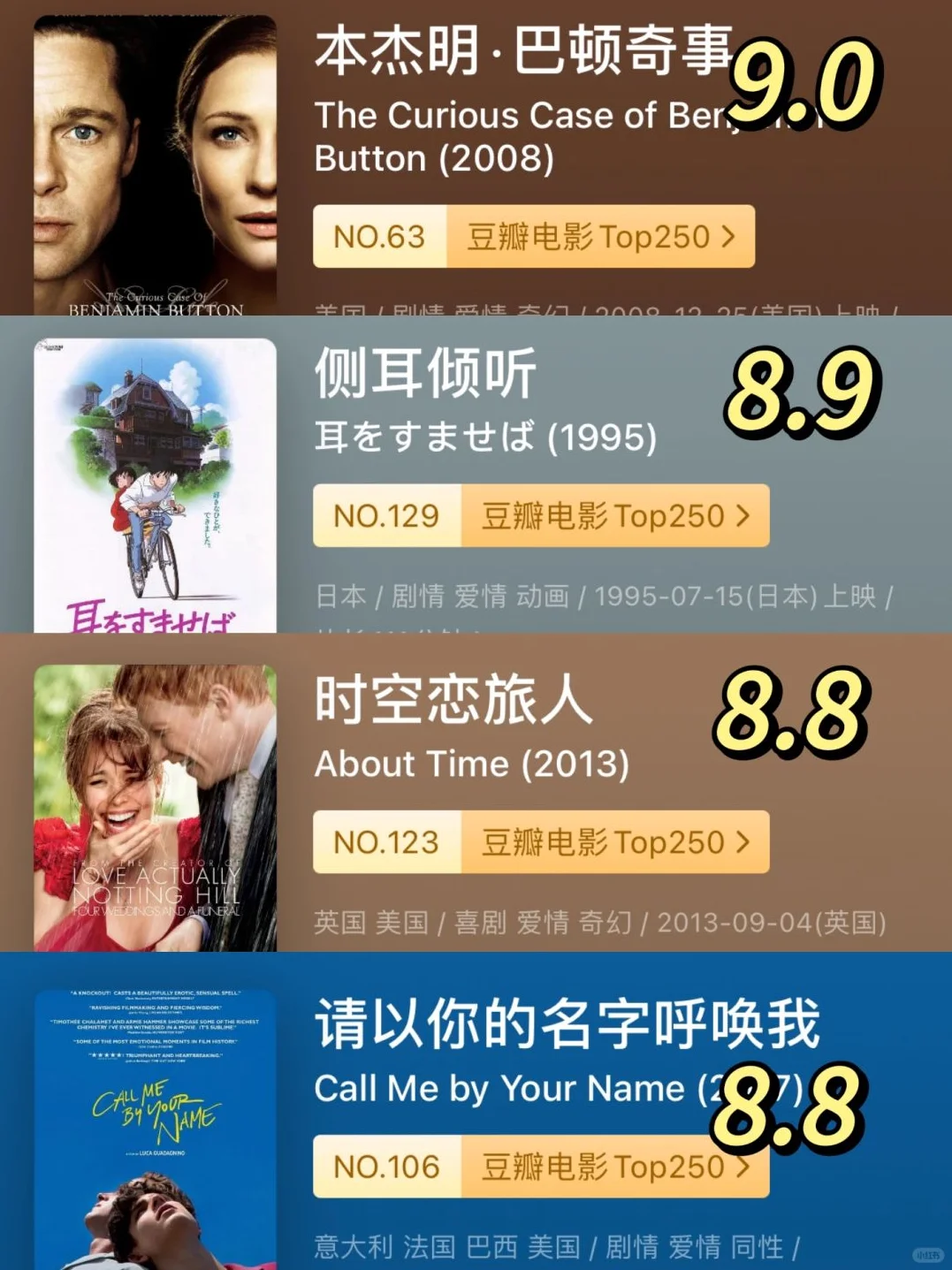 值得N刷的爱情高分电影Top 20🎈