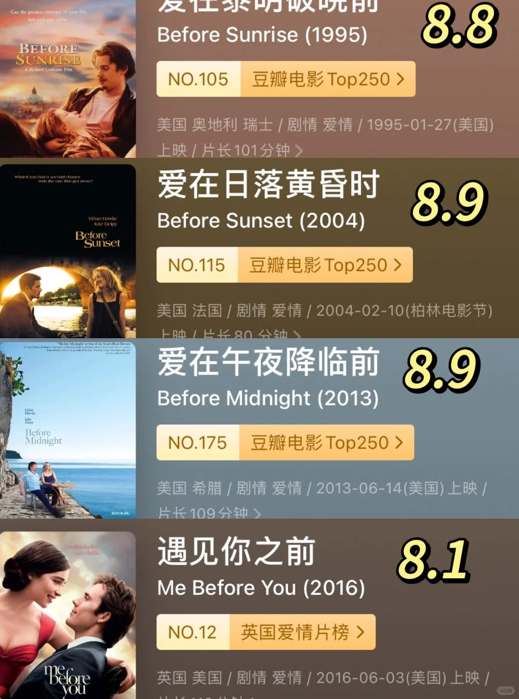 值得N刷的爱情高分电影Top 20🎈