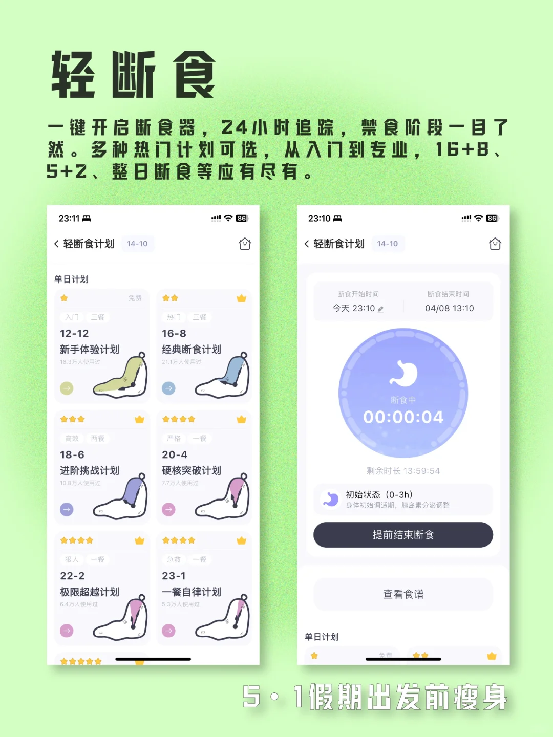 5.1假期出发前瘦身!靠这个轻断食APP