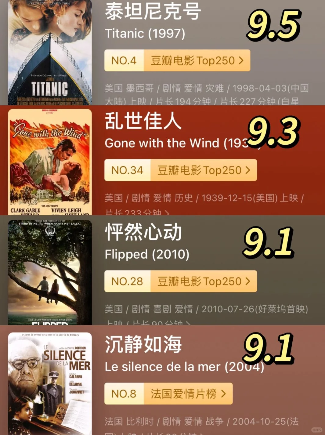 值得N刷的爱情高分电影Top 20🎈