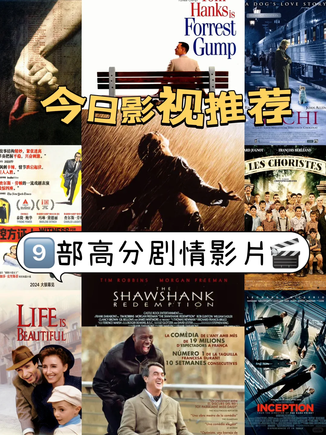 每日推荐九部高分剧情影片🎬，你看过几部