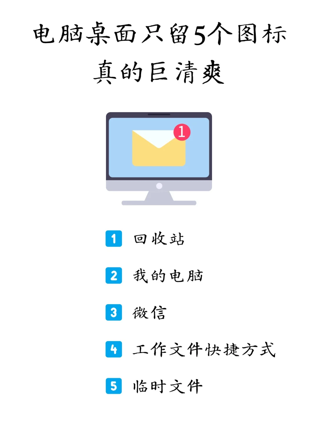 电脑桌面只留5个图标，真的巨清爽