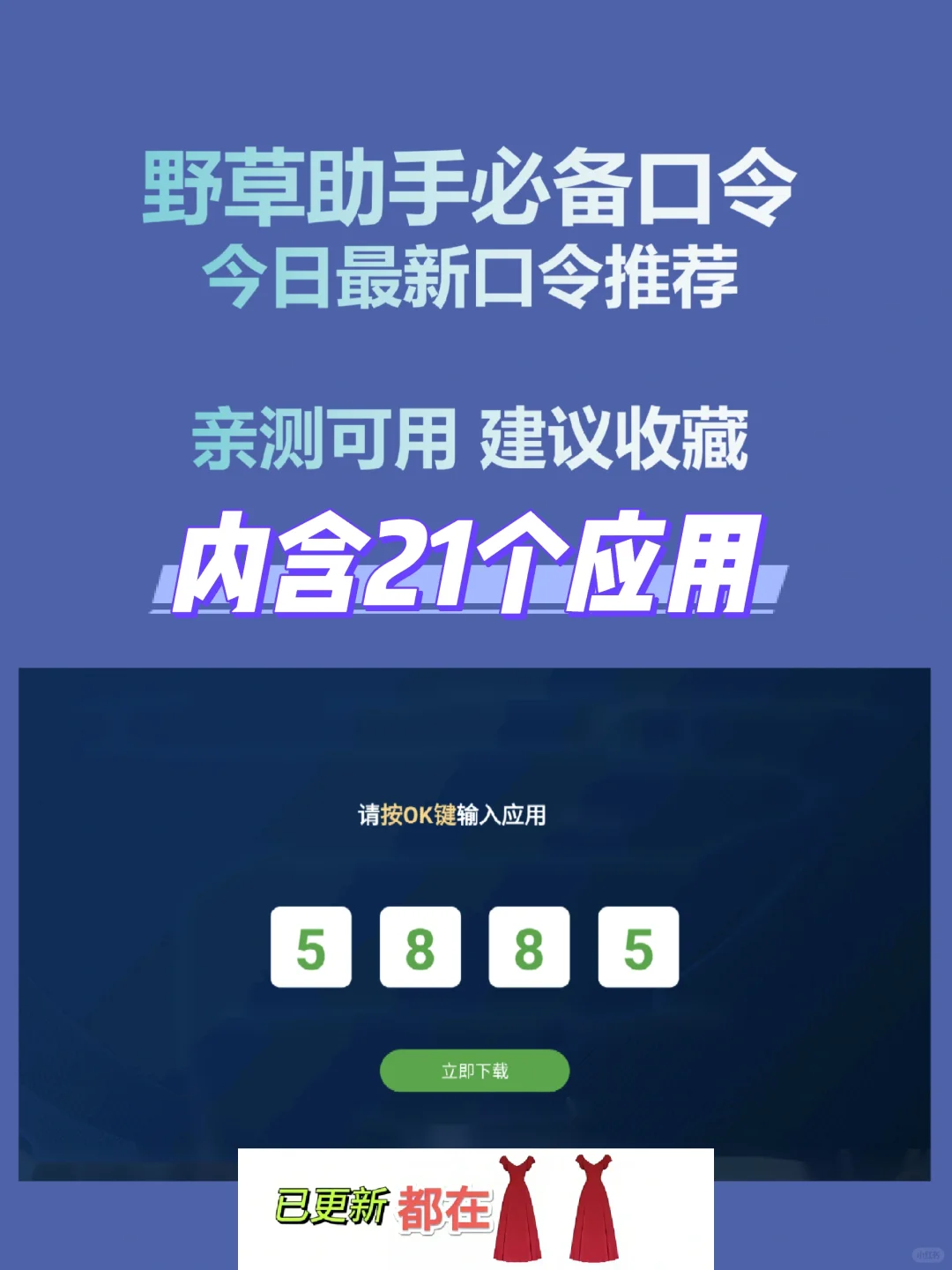 今日野草助手最新组合口令分享！