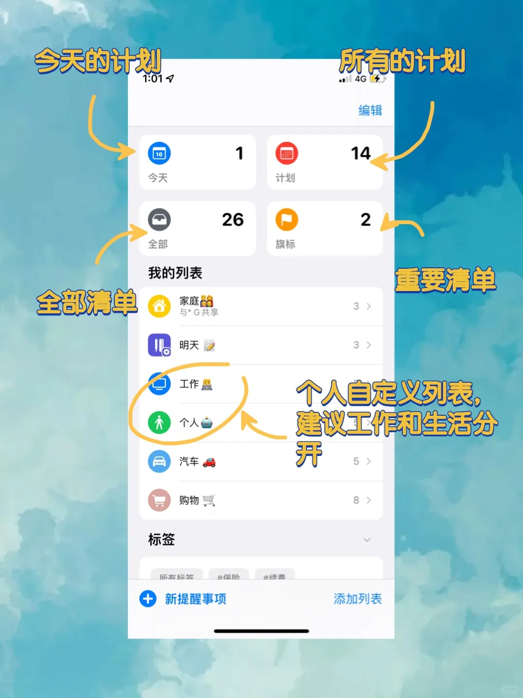 提升效率软件，用iOS自带清单就够，免费好用