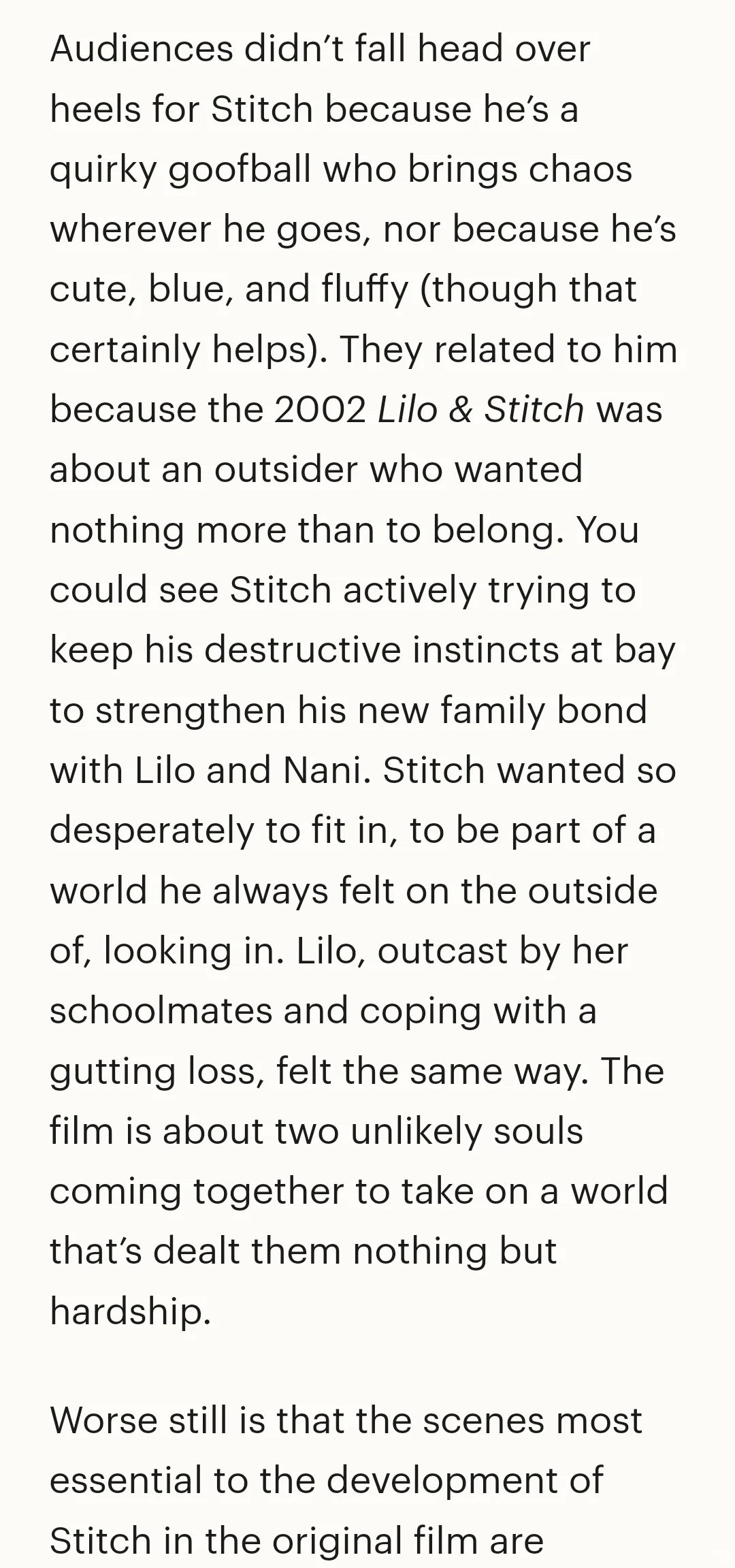 迪士尼玷污了史迪奇。他没有自己的故事了