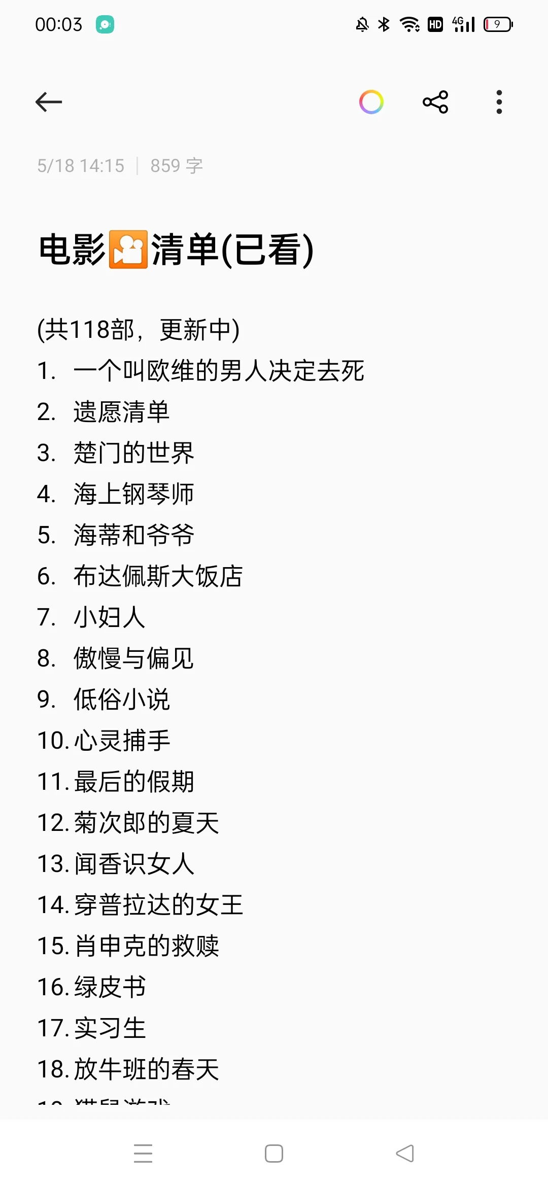 记录一下自己的电影清单~