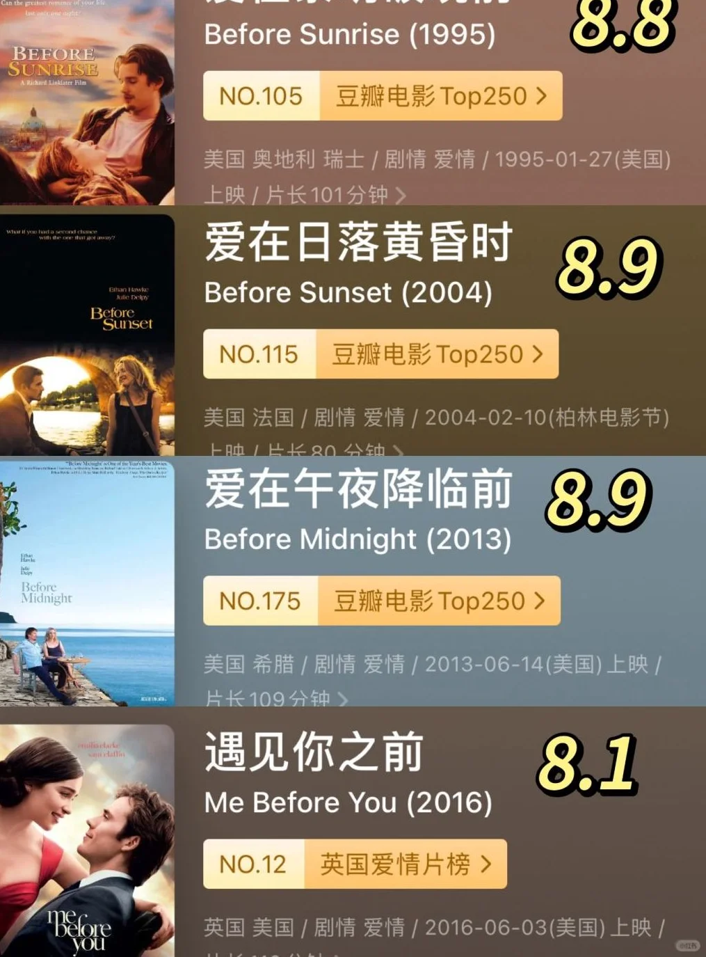 爱情高分影单，N刷不腻💖