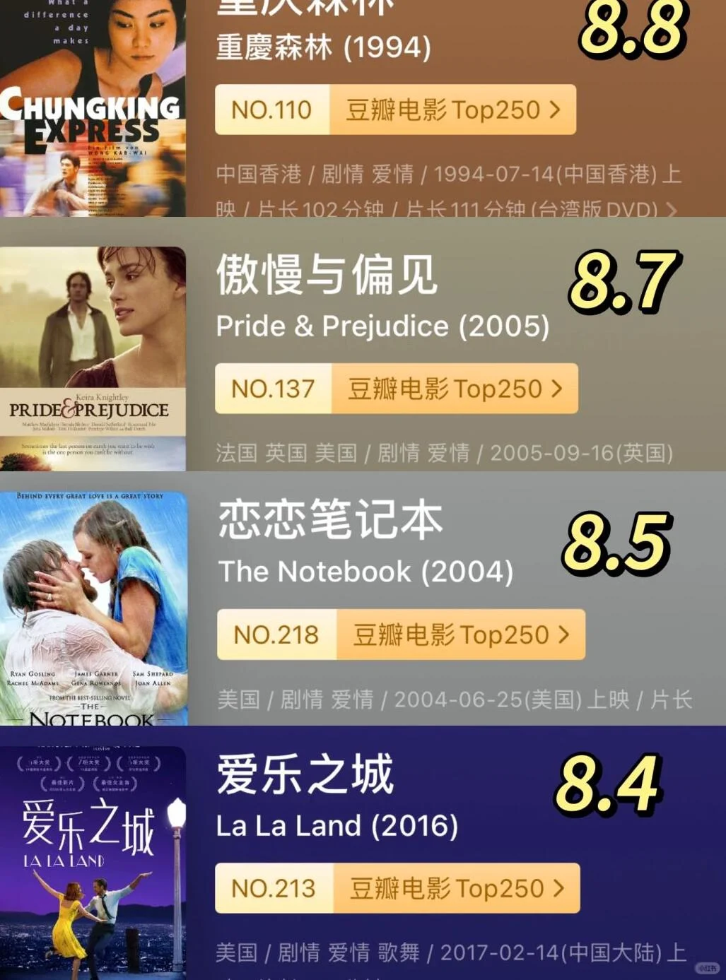 爱情高分影单，N刷不腻💖