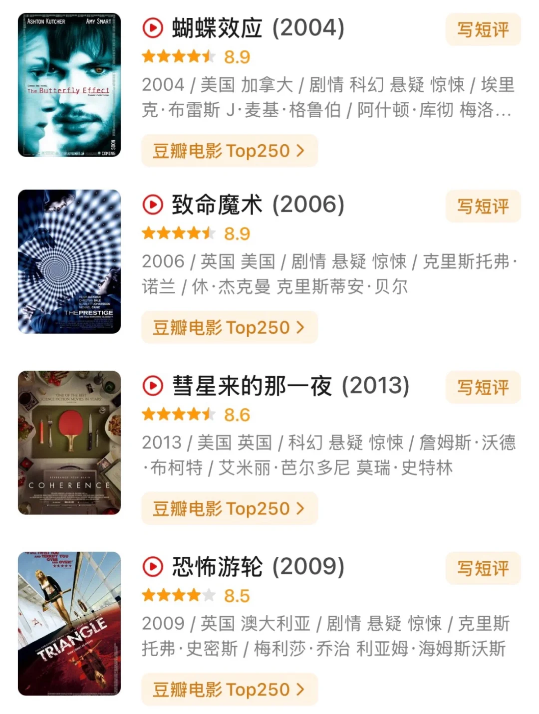 个人喜好电影推荐