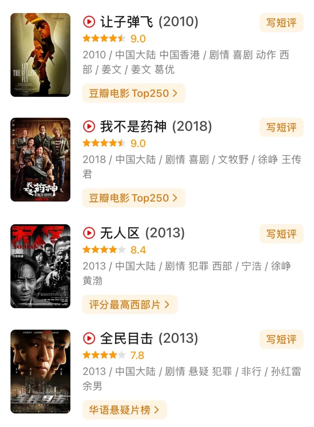 个人喜好电影推荐