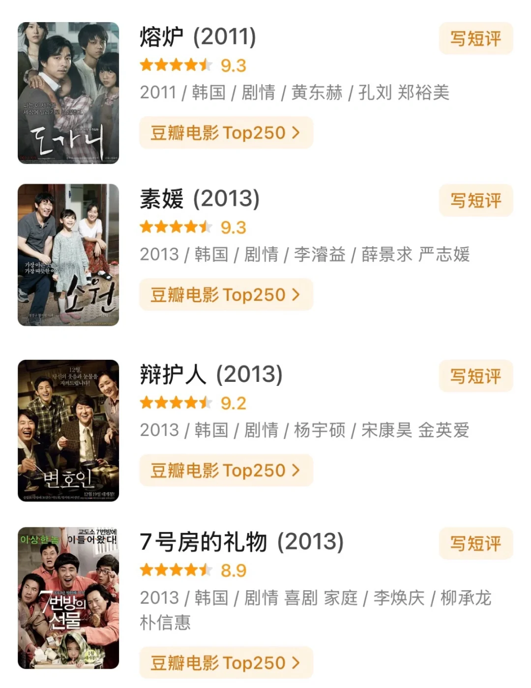 个人喜好电影推荐