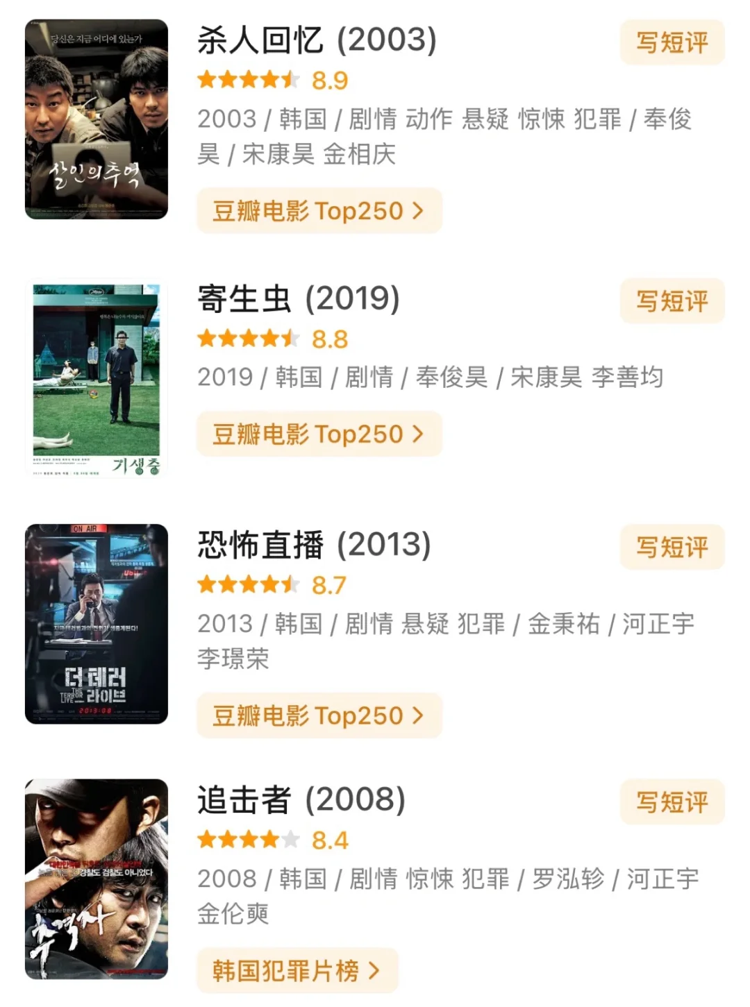 个人喜好电影推荐